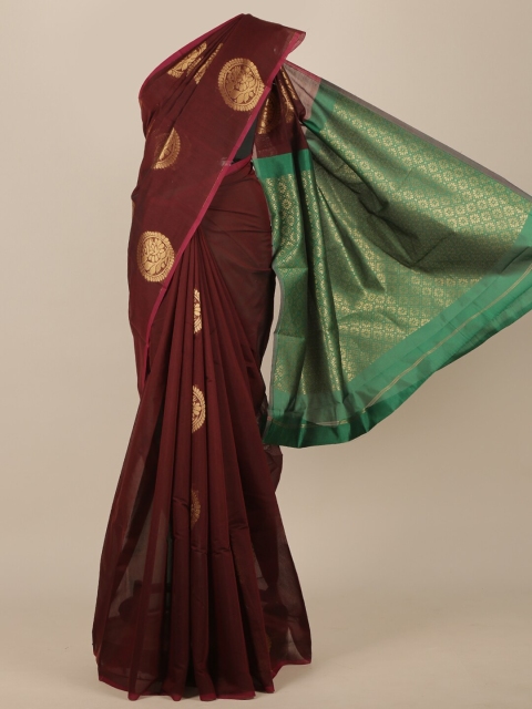 

Pothys Brown & Green Woven Design Zari Pure Cotton Saree