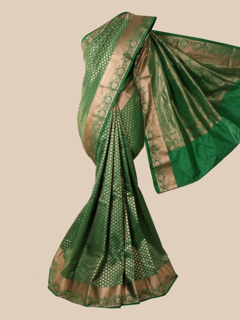 

Pothys Green & Gold-Toned Woven Design Zari Pure Silk Saree