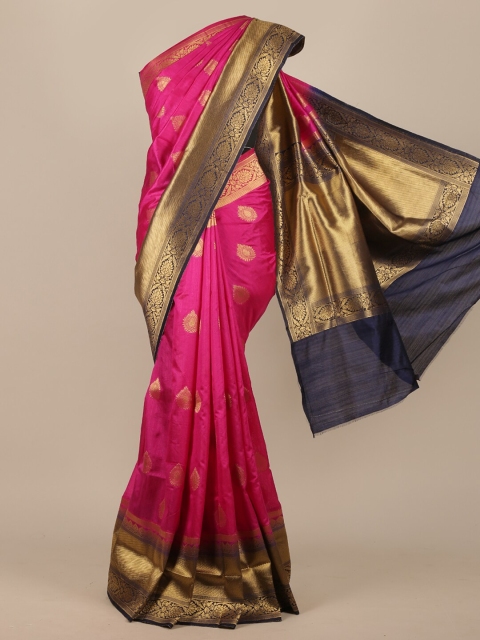 

Pothys Magenta & Navy Blue Woven Design Zari Jute Silk Saree