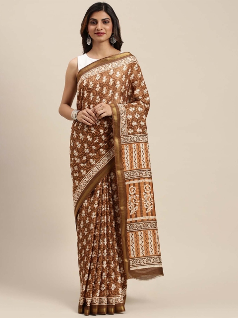 

Soch Brown & White Floral Pure Cotton Saree
