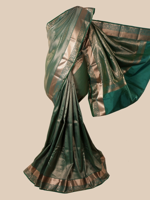 

Pothys Green & Gold-Toned Woven Design Zari Pure Silk Saree