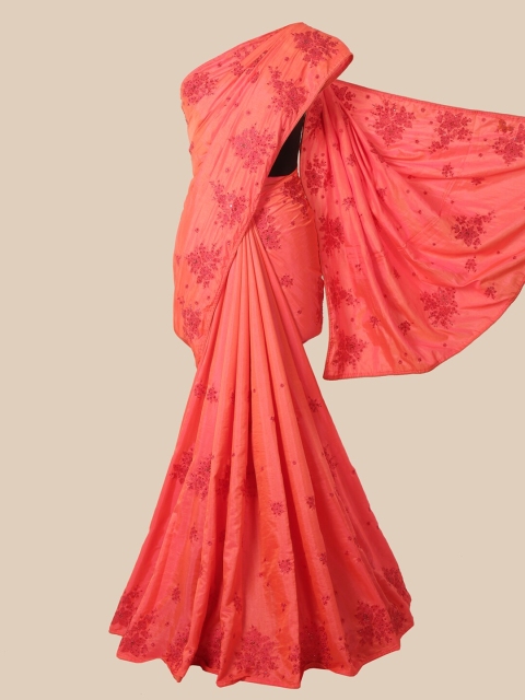 

Pothys Pink Floral Art Silk Saree