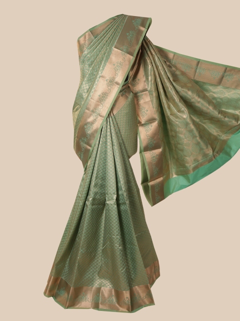 

Pothys Green & Gold-Toned Woven Design Zari Pure Silk Saree