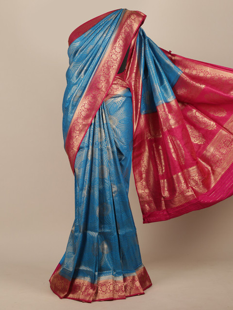 

Pothys Blue & Pink Woven Design Zari Jute Silk Saree