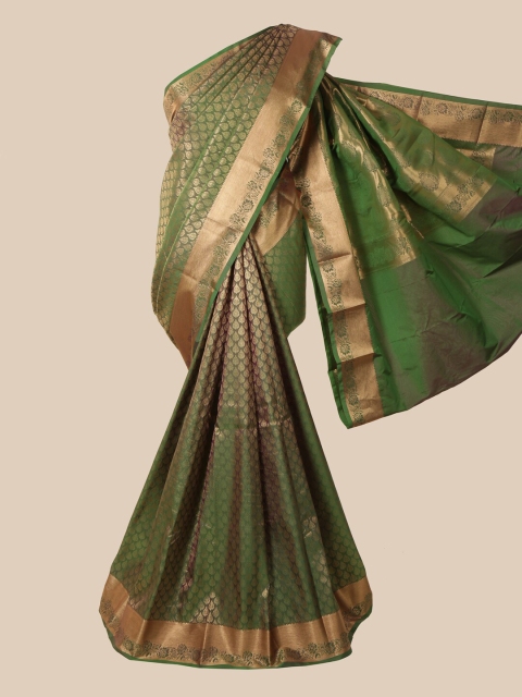 

Pothys Green & Gold-Toned Woven Design Zari Pure Silk Saree