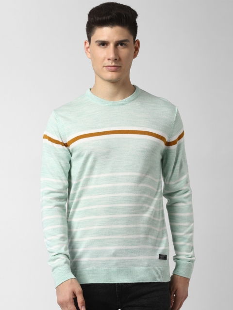 

Peter England Casuals Men Green & White Striped Pullover
