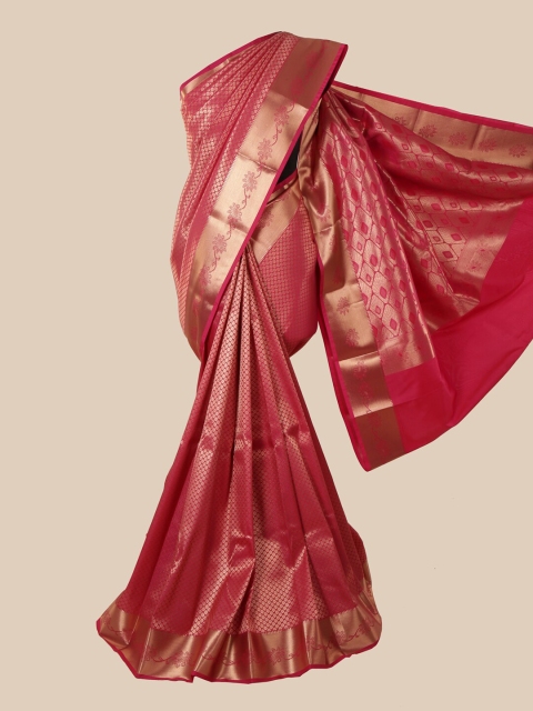 

Pothys Pink & Gold-Toned Woven Design Zari Pure Silk Saree