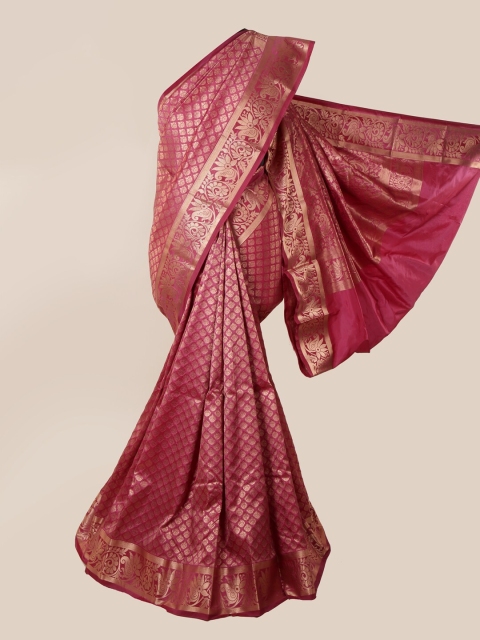 

Pothys Purple & Gold-Toned Ethnic Motifs Zari Pure Silk Saree