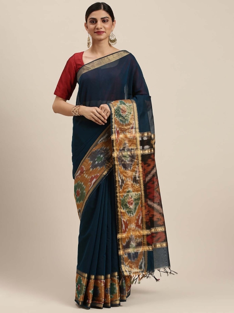 

Soch Blue & Red Cotton Chanderi Saree