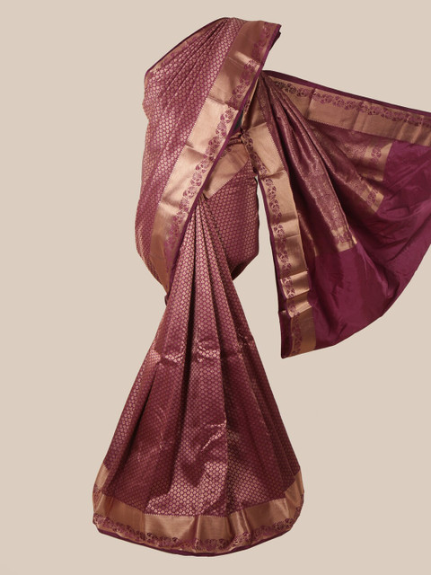 

Pothys Purple & Gold-Toned Woven Design Zari Pure Silk Saree