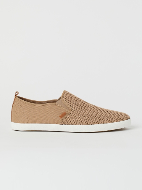 

H&M Men Beige Textured PU Slip-On Sneakers
