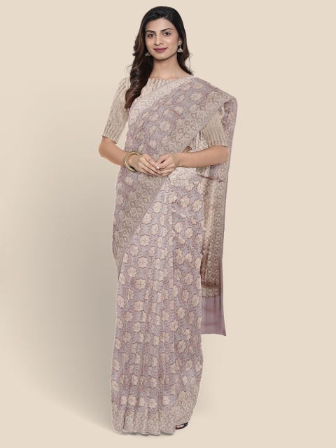 

Kalamandir Mauve Floral Tissue Banarasi Saree