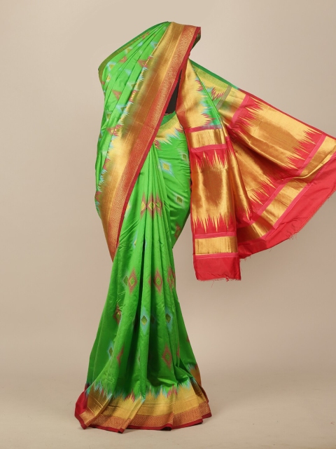 

Pothys Green & Red Woven Design Zari Jute Silk Saree