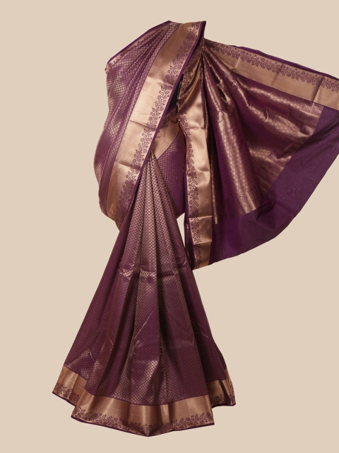 

Pothys Purple & Gold-Toned Woven Design Zari Pure Silk Saree