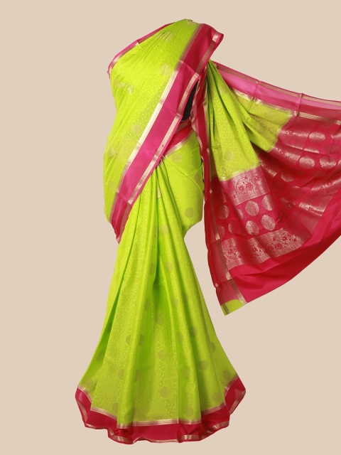 

Pothys Green Ethnic Motifs Zari Pure Silk Mysore Silk Saree
