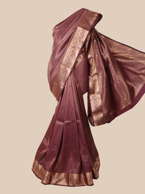 

Pothys Purple & Gold-Toned Woven Design Zari Pure Silk Saree