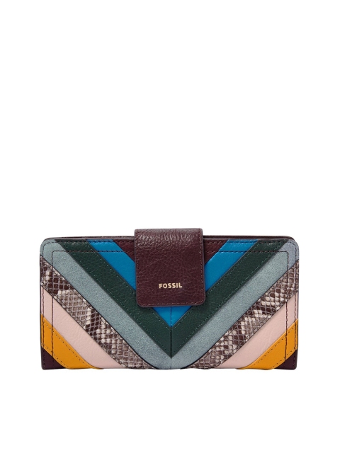 

Fossil Maroon & Green Colourblocked Purse Clutch