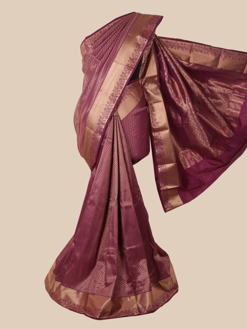 

Pothys Purple & Gold-Toned Woven Design Zari Pure Silk Saree