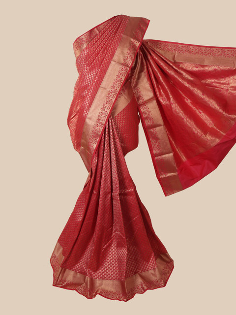 

Pothys Pink & Gold-Toned Woven Design Pure Silk Saree