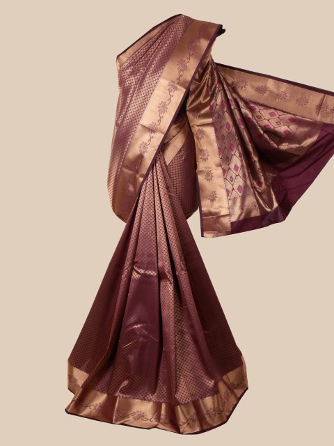 

Pothys Purple & Gold-Toned Woven Design Zari Pure Silk Saree