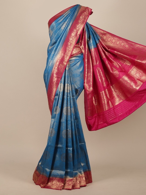 

Pothys Blue & Pink Woven Design Zari Jute Silk Saree