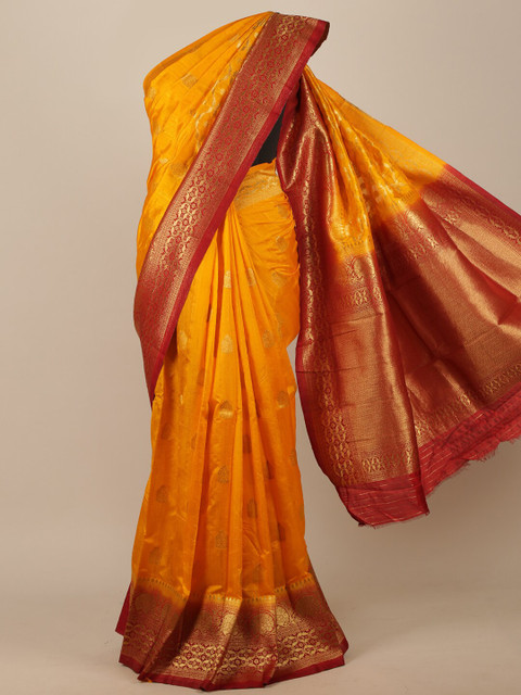 

Pothys Yellow & Red Woven Design Jute Silk Saree