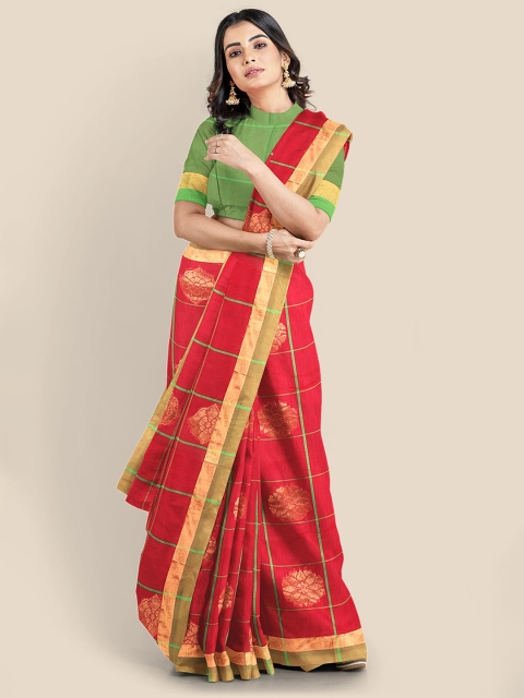 

Kalamandir Red & Green Floral Saree