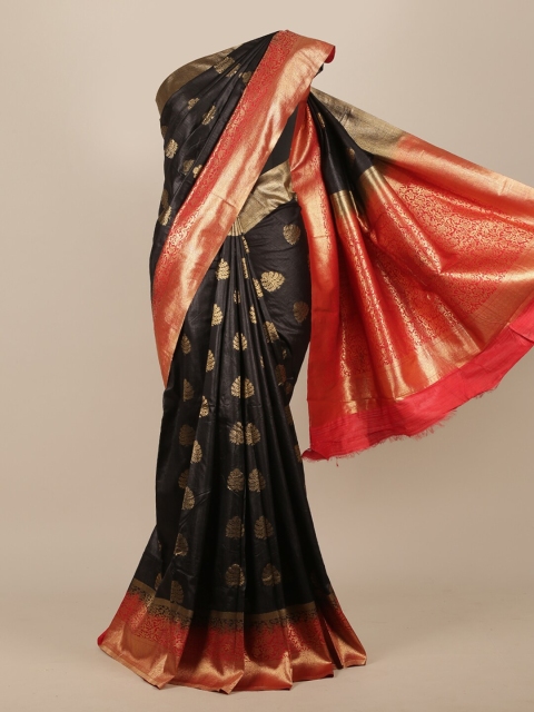 

Pothys Black & Red Woven Design Jute Silk Saree