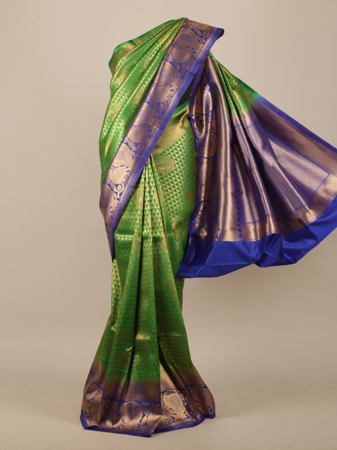 

Pothys Green & Blue Woven Design Jute Silk Saree