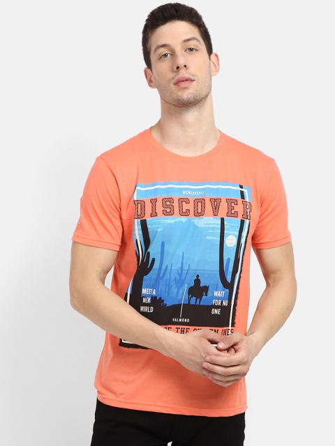 

V2 Value & Variety Men Orange Graphic Printed Regular Fit T-shirt