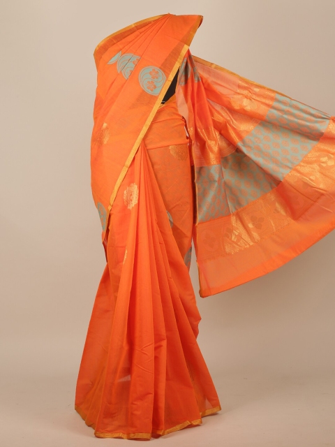 

Pothys Orange & Beige Woven Design Pure Cotton Saree