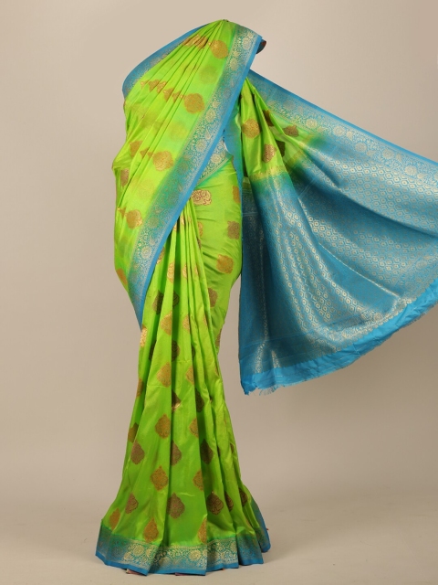 

Pothys Green & Gold-Toned Ethnic Motifs Jute Silk Saree