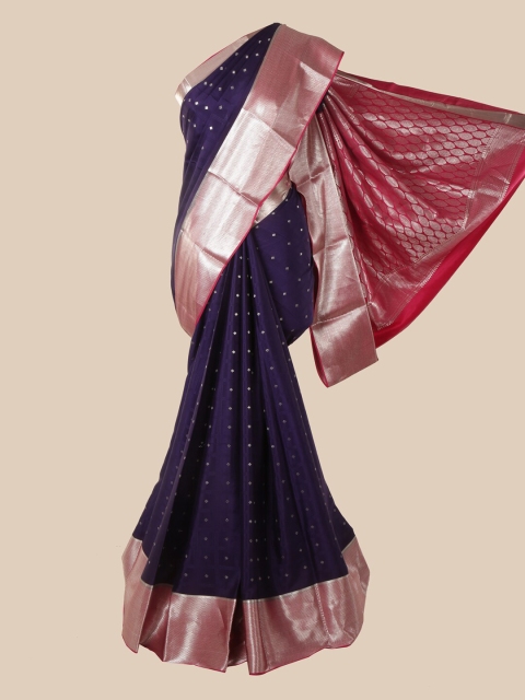 

Pothys Violet & Pink Woven Design Pure Silk Mysore Silk Saree