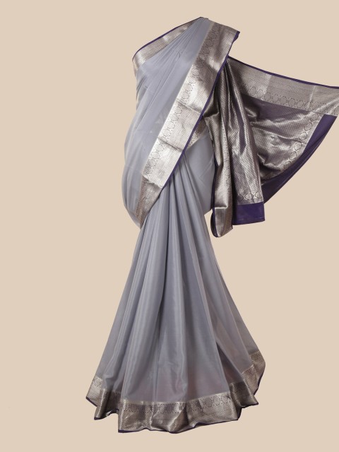 

Pothys Grey Zari Pure Silk Mysore Silk Saree