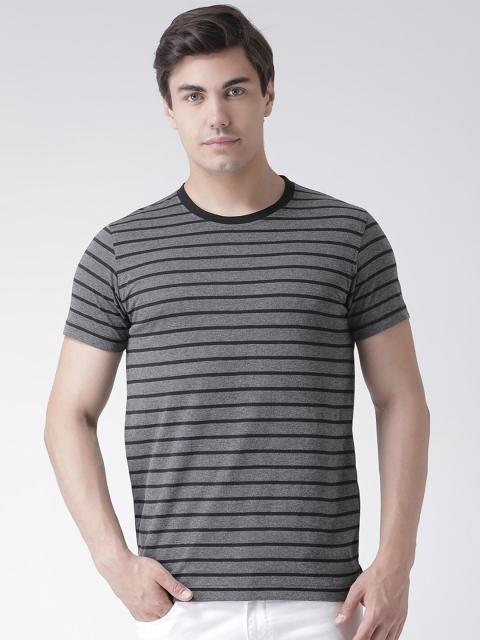 

Club York Men Grey & Black Striped Regular Casual T-shirt