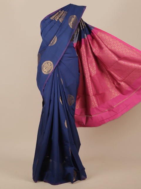 

Pothys Blue & Pink Ethnic Motifs Zari Pure Cotton Saree