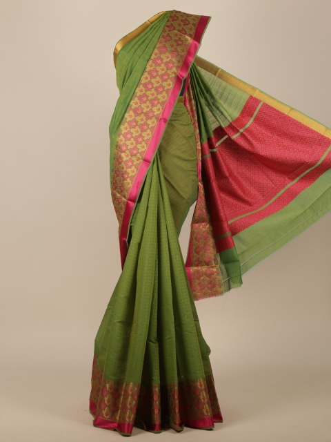 

Pothys Green & Pink Ethnic Motifs Zari Pure Cotton Saree