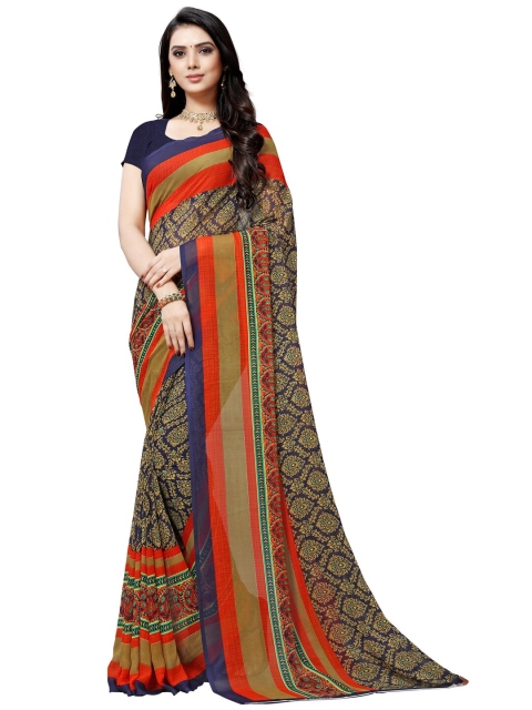 

KALINI Pack Of 2 Pink & Navy Blue Floral Saree