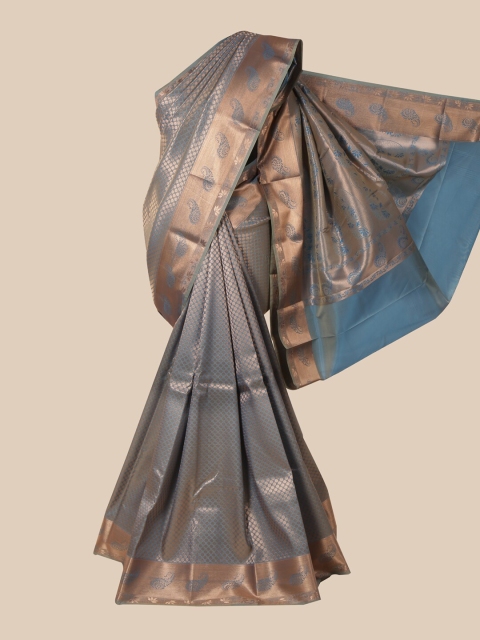 

Pothys Blue & Gold-Toned Woven Design Zari Pure Silk Saree