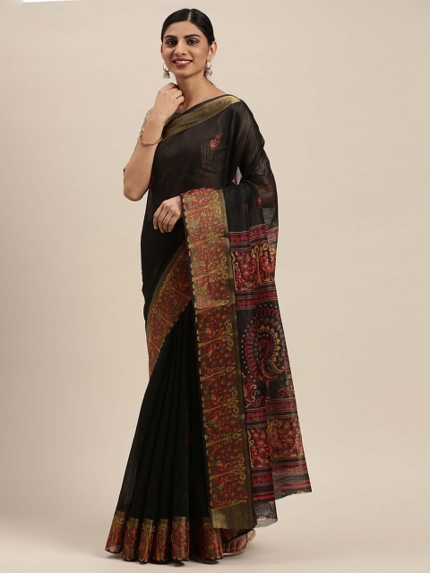 

Soch Black & Yellow Floral Pure Cotton Saree