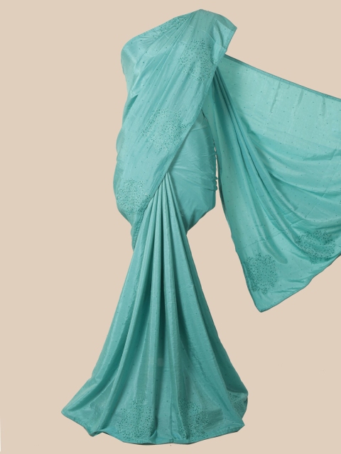 

Pothys Turquoise Blue Embellished Art Silk Saree