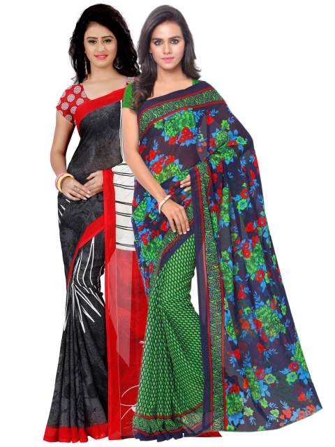 

KALINI Pack of 2 Printed Poly Georgette Saree, Multi