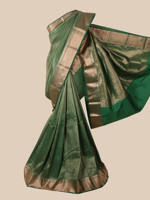 

Pothys Green & Gold-Toned Woven Design Zari Pure Silk Saree
