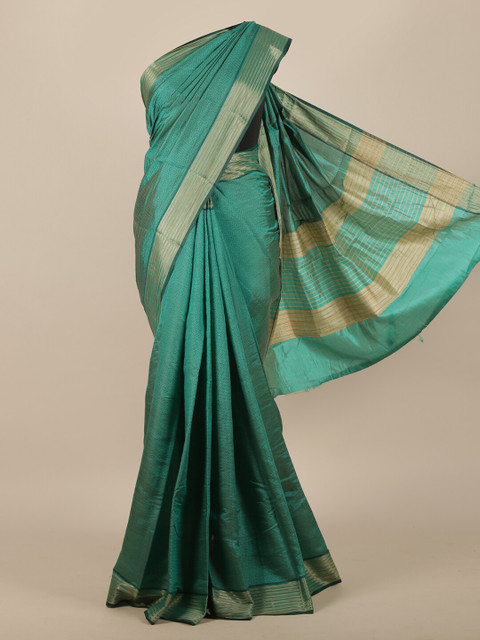 

Pothys Green & Gold-Toned Jute Silk Saree