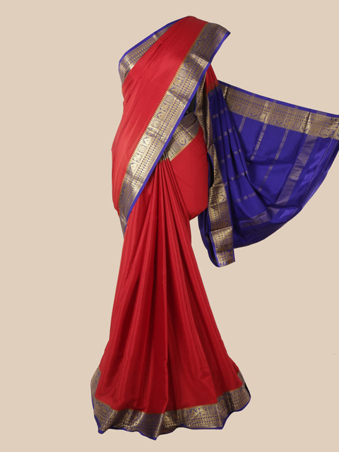 

Pothys Red & Blue Pure Silk Mysore Silk Saree