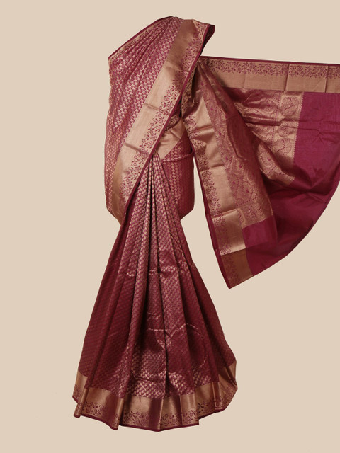

Pothys Purple & Gold-Toned Woven Design Pure Silk Saree