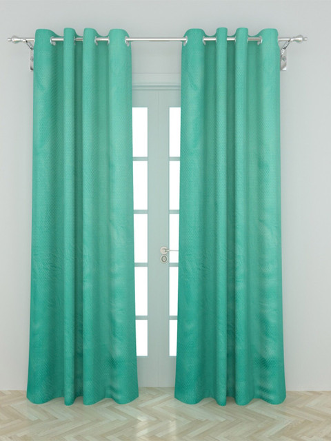 

Home Centre Green Set of 2 Geometric Black Out Door Curtain