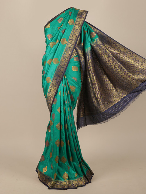 

Pothys Green & Blue Woven Design Jute Silk Saree