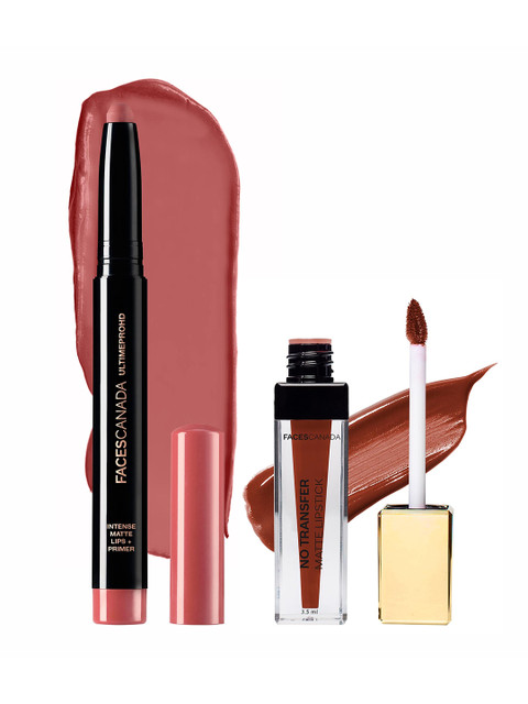 

FACES CANADA HD Matte Lipstick Tea Rose - 10 & No Transfer Matte Filter Freek-11, Multi