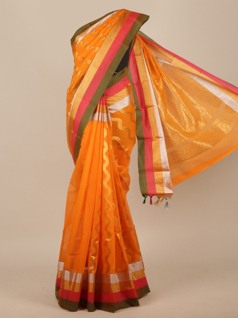 

Pothys Orange & Gold-Toned Woven Design Pure Cotton Saree